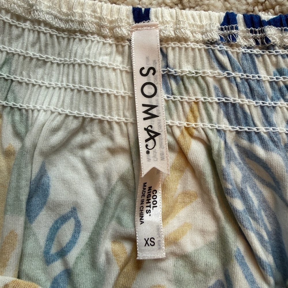 NWT Soma Cool Nights smocked ruffle Pajama Cami tank size XS Lemon Squeeze Ivory - Picture 6 of 12